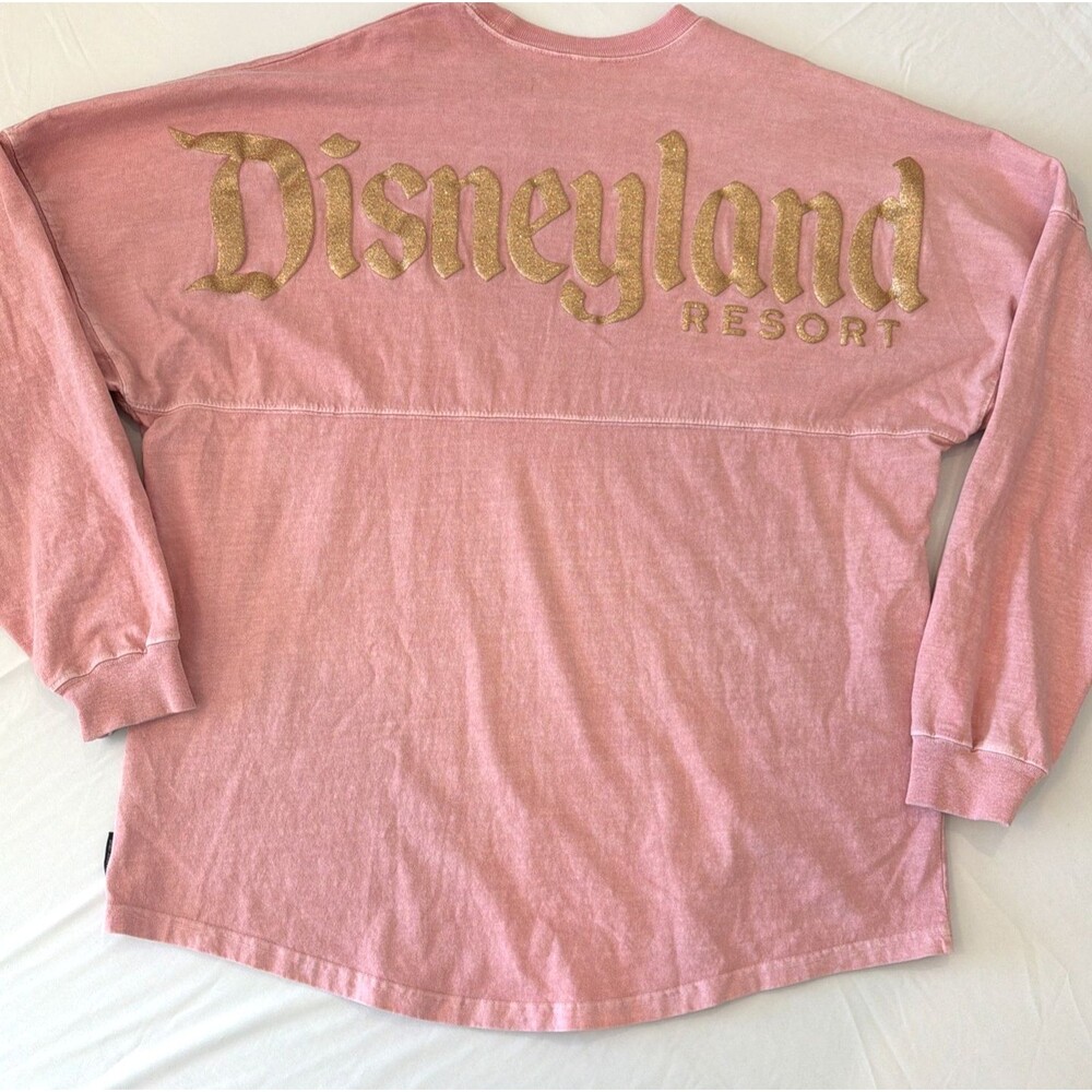 Disney Spirit Jersey Sz L Disneyland Resort Peach Pink Rose Gold Glitter 70 Year